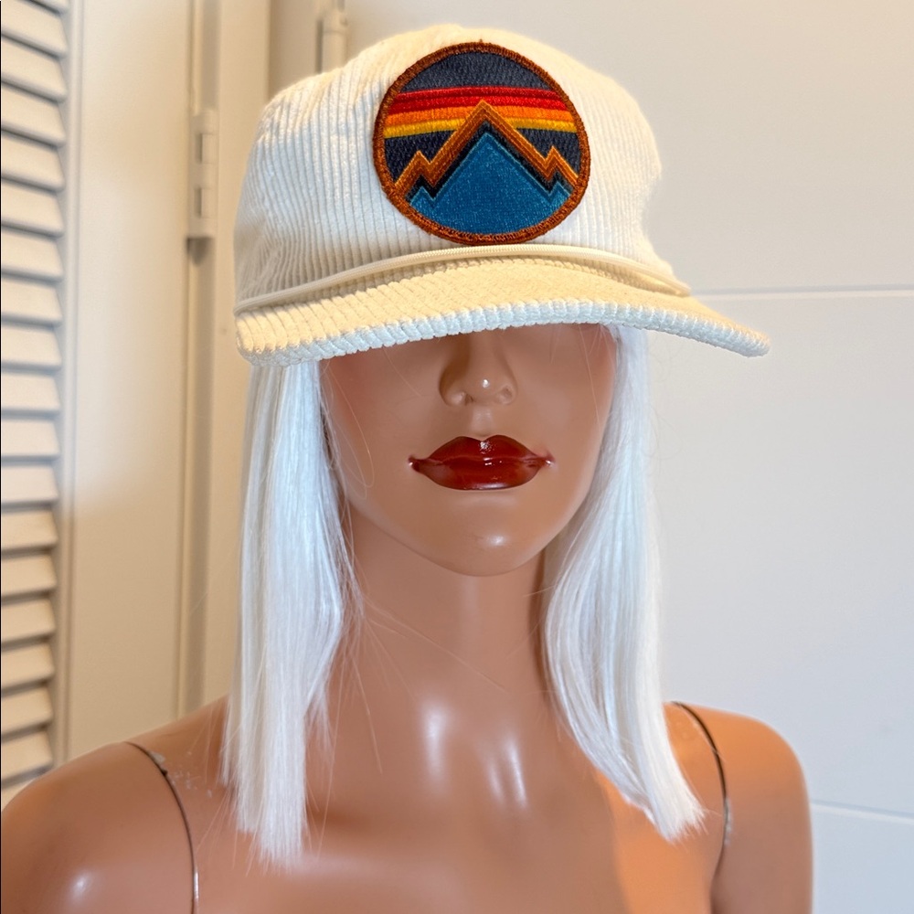 Aviator Nation white corduroy patch hat Mountain sunset logo - Picture 1 of 10